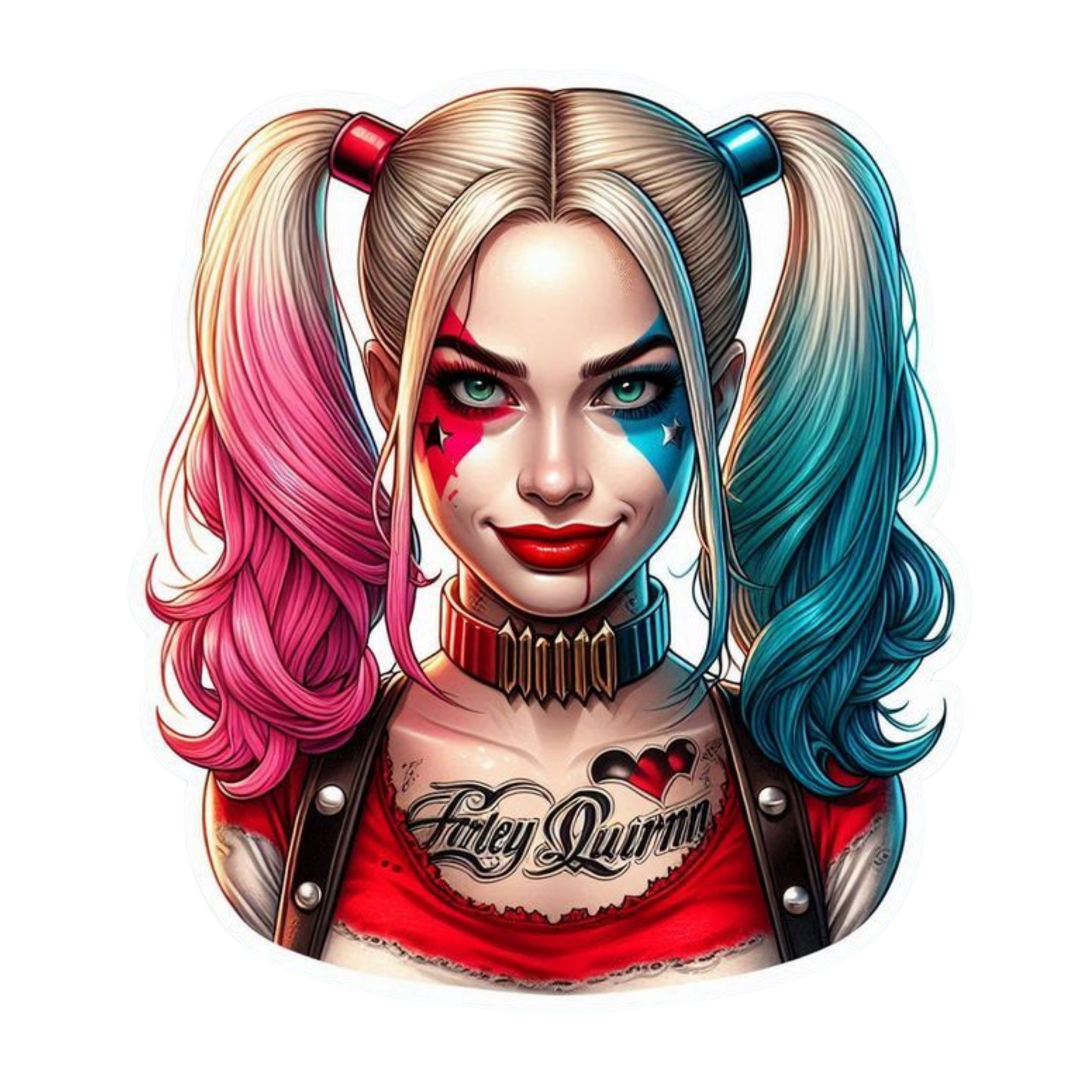 Harley Quinn Portrait Lady Biker Vinyl Sticker | Moto Sticker BD