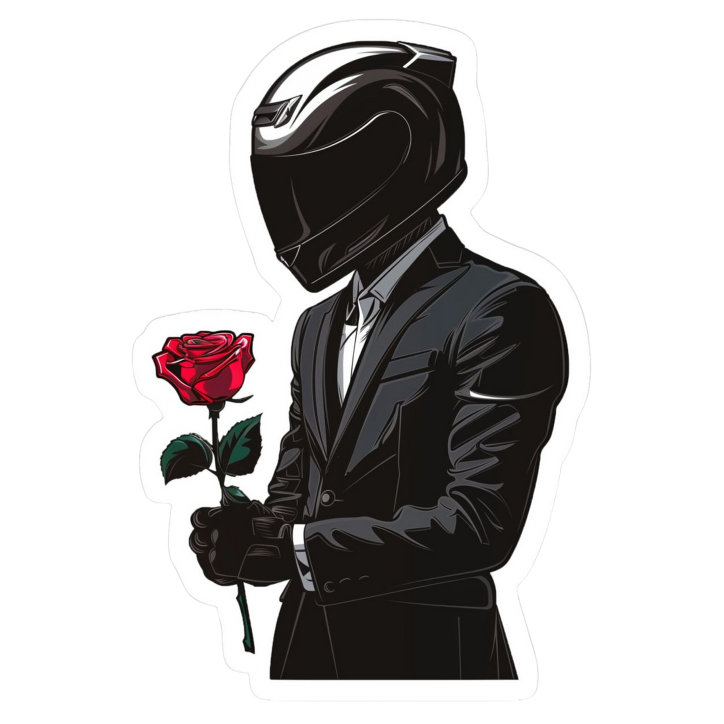 Helmet Suit and Rose Lady Biker Vinyl Sticker | Moto Sticker BD