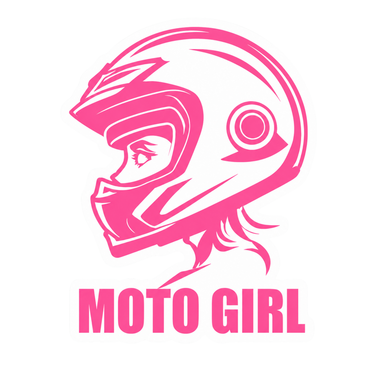 Pink Moto Girl Logo Lady Biker Vinyl Sticker | Moto Sticker BD