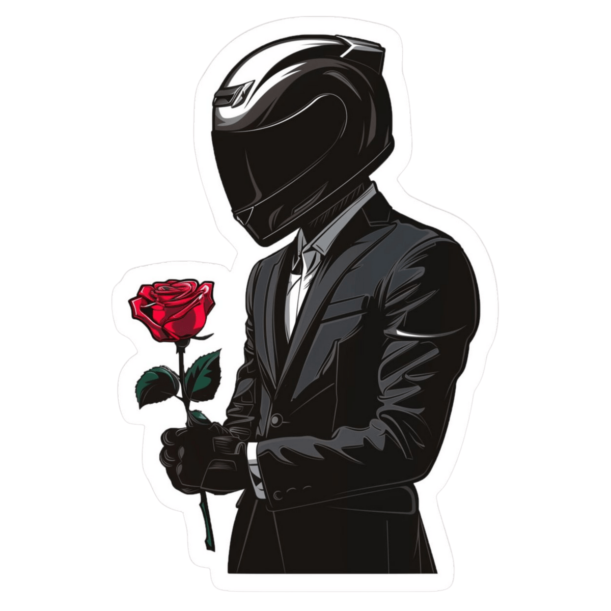 Helmet Suit and Rose Lady Biker Vinyl Sticker | Moto Sticker BD | Moto Sticker BD