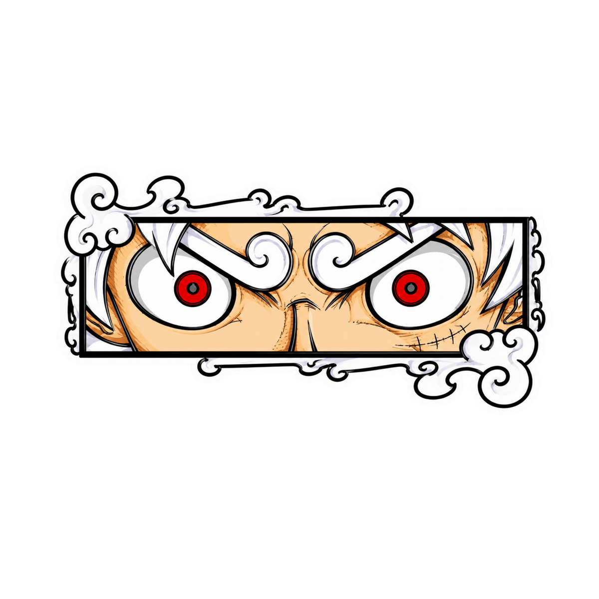 Luffy Gear 5 Anime Eyes Graphic Car Bumper Vinyl Sticker | Moto Sticker BD | Moto Sticker BD