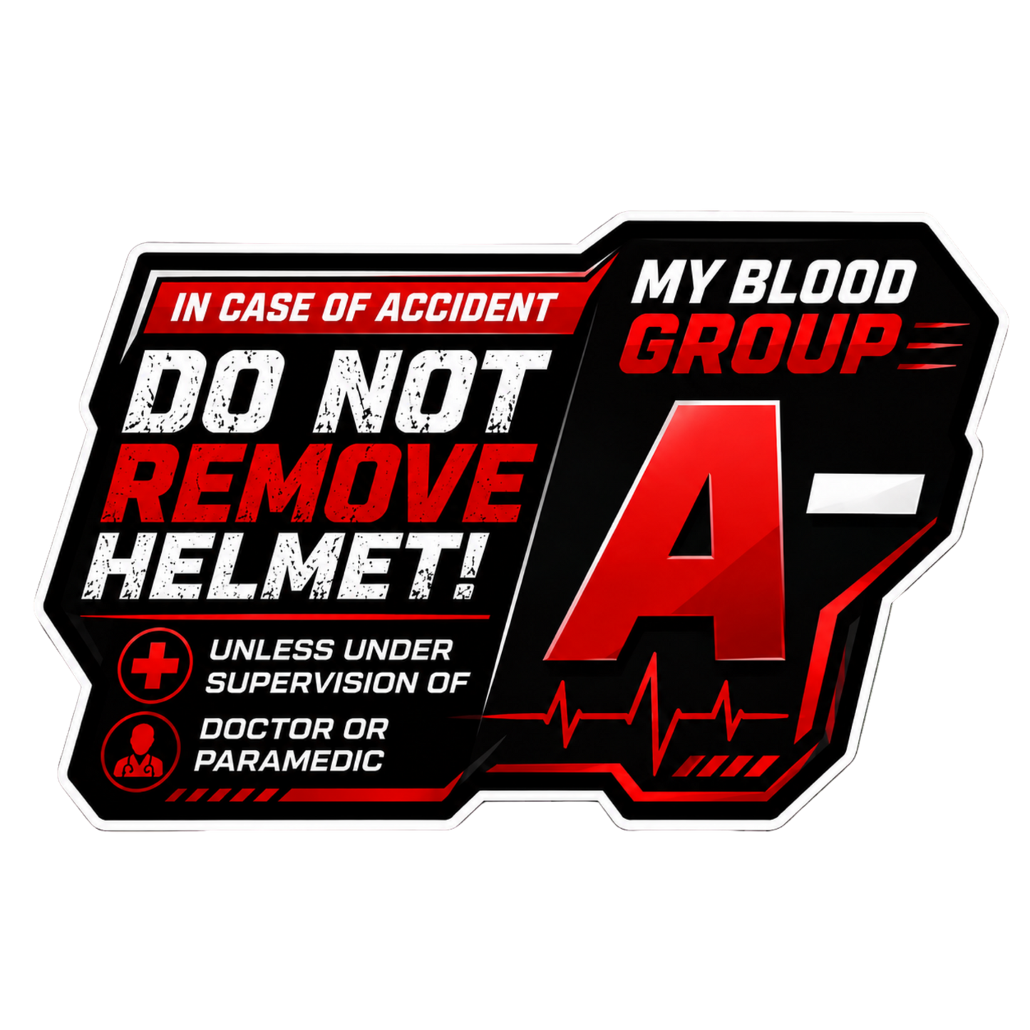 Safety Blood Group Alert Sticker | Do Not Remove Helmet Decal