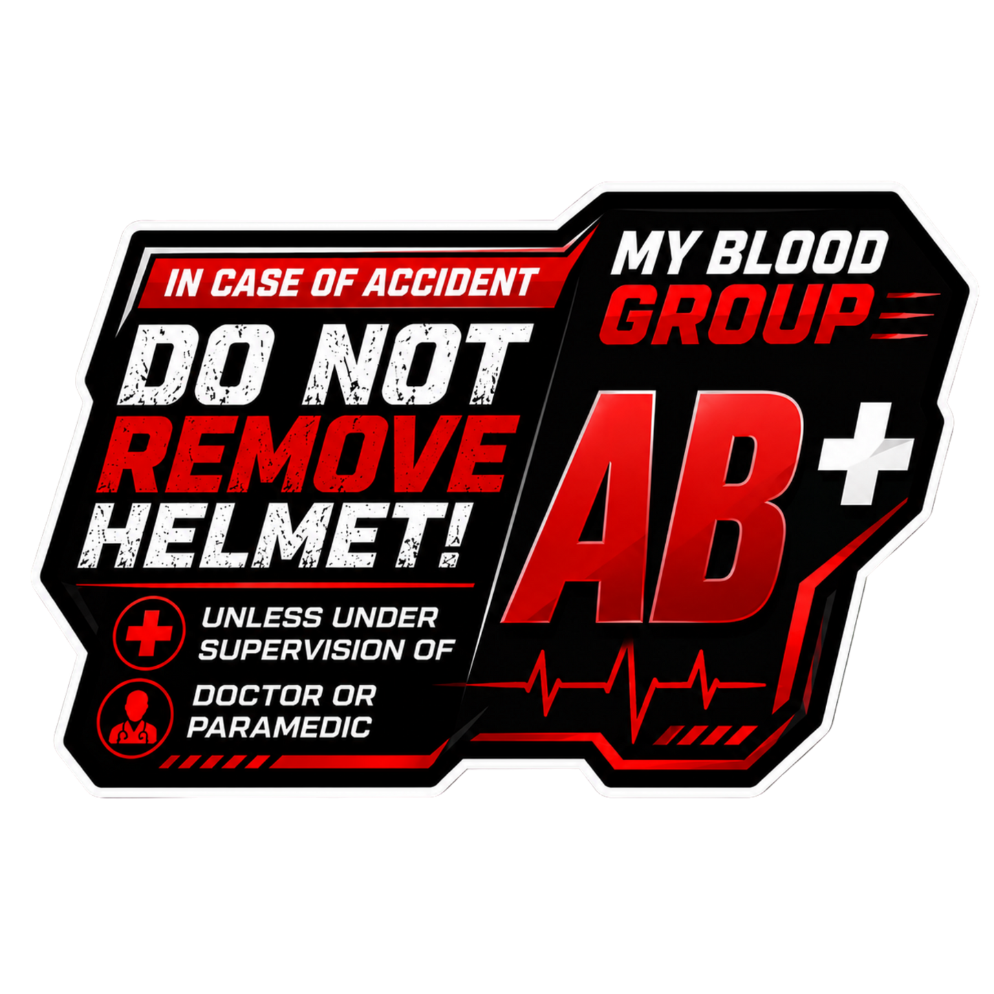 Safety Blood Group Alert Sticker | Do Not Remove Helmet Decal