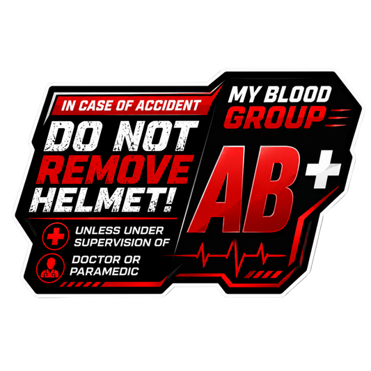 Safety Blood Group Alert Sticker | Do Not Remove Helmet Decal