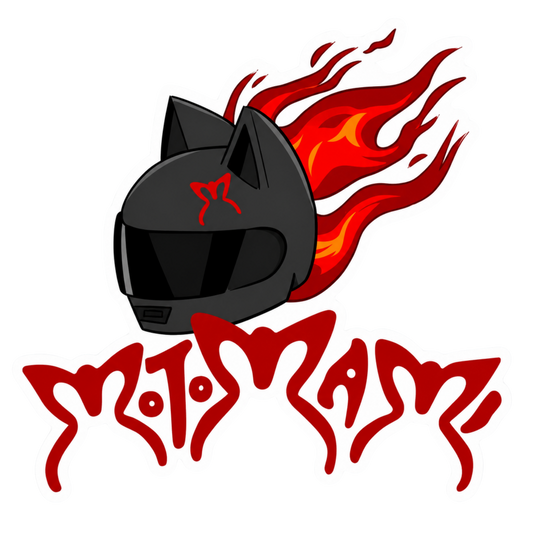 Flaming Cat Ear Helmet Motomami Lady Biker Vinyl Sticker | Moto Sticker BD