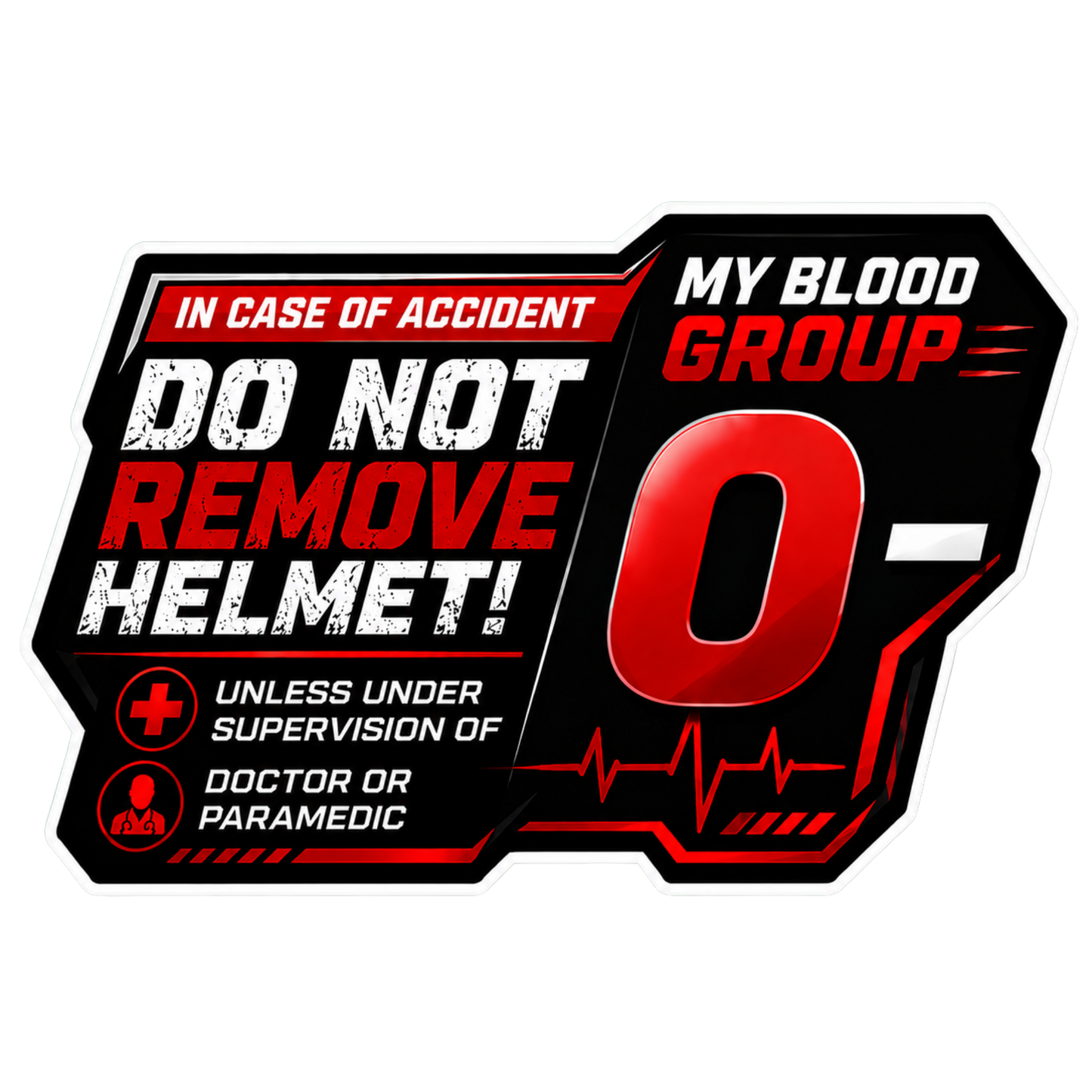 Safety Blood Group Alert Sticker | Do Not Remove Helmet Decal