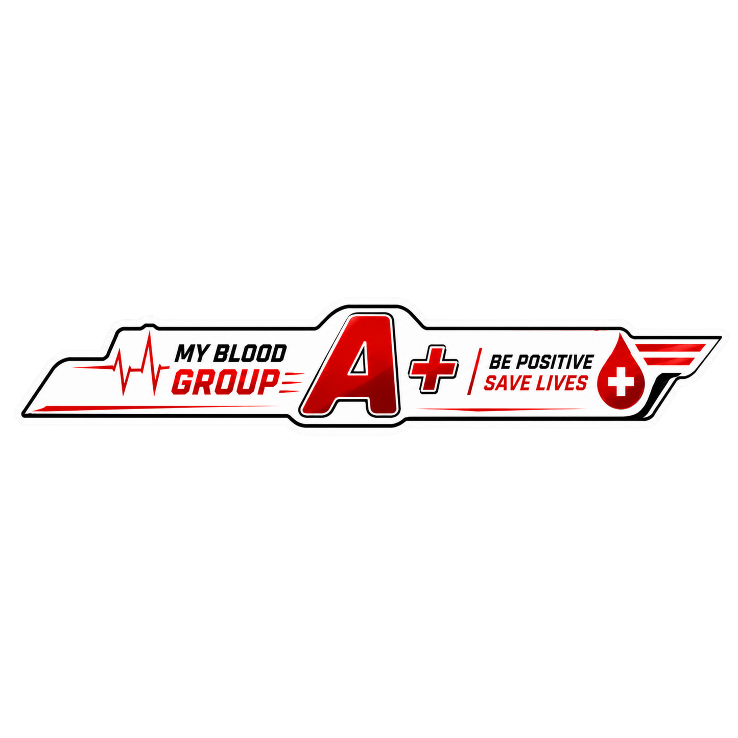 Blood Group Safety Heartbeat Strip Sticker | Premium Waterproof Vinyl Decal