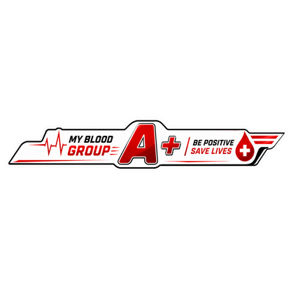 Blood Group Safety Heartbeat Strip Sticker | Premium Waterproof Vinyl Decal
