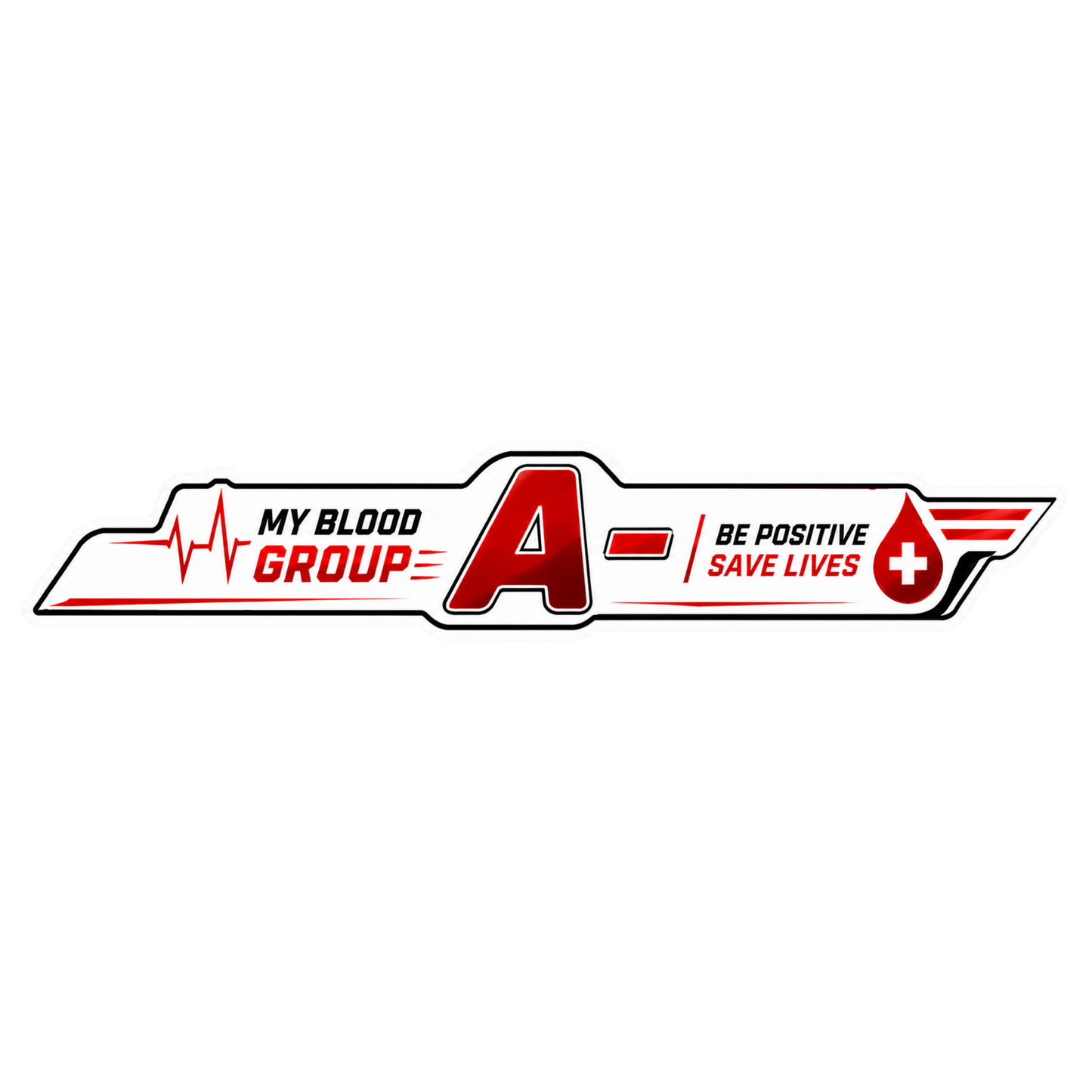 Blood Group Safety Heartbeat Strip Sticker | Premium Waterproof Vinyl Decal