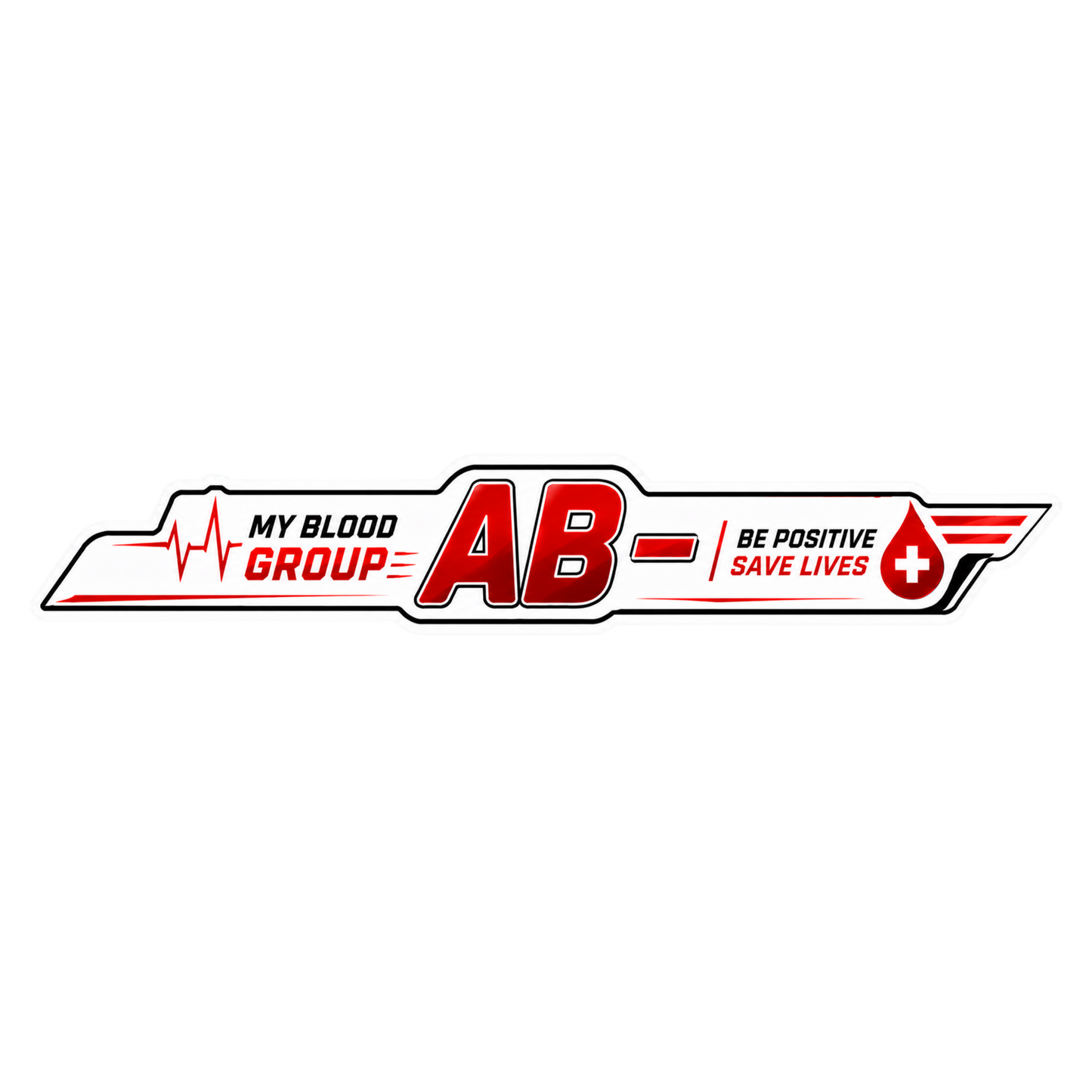 Blood Group Safety Heartbeat Strip Sticker | Premium Waterproof Vinyl Decal