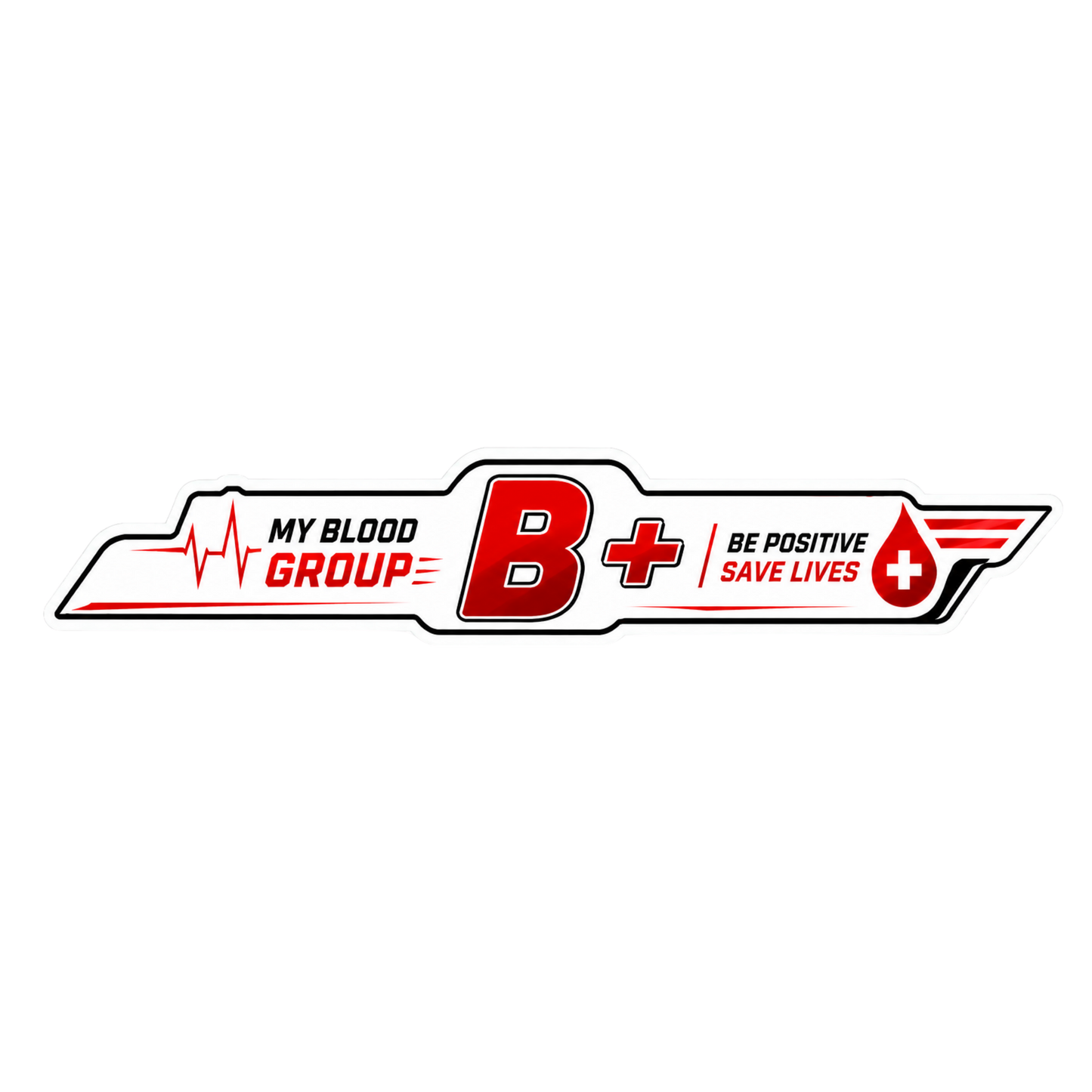 Blood Group Safety Heartbeat Strip Sticker | Premium Waterproof Vinyl Decal