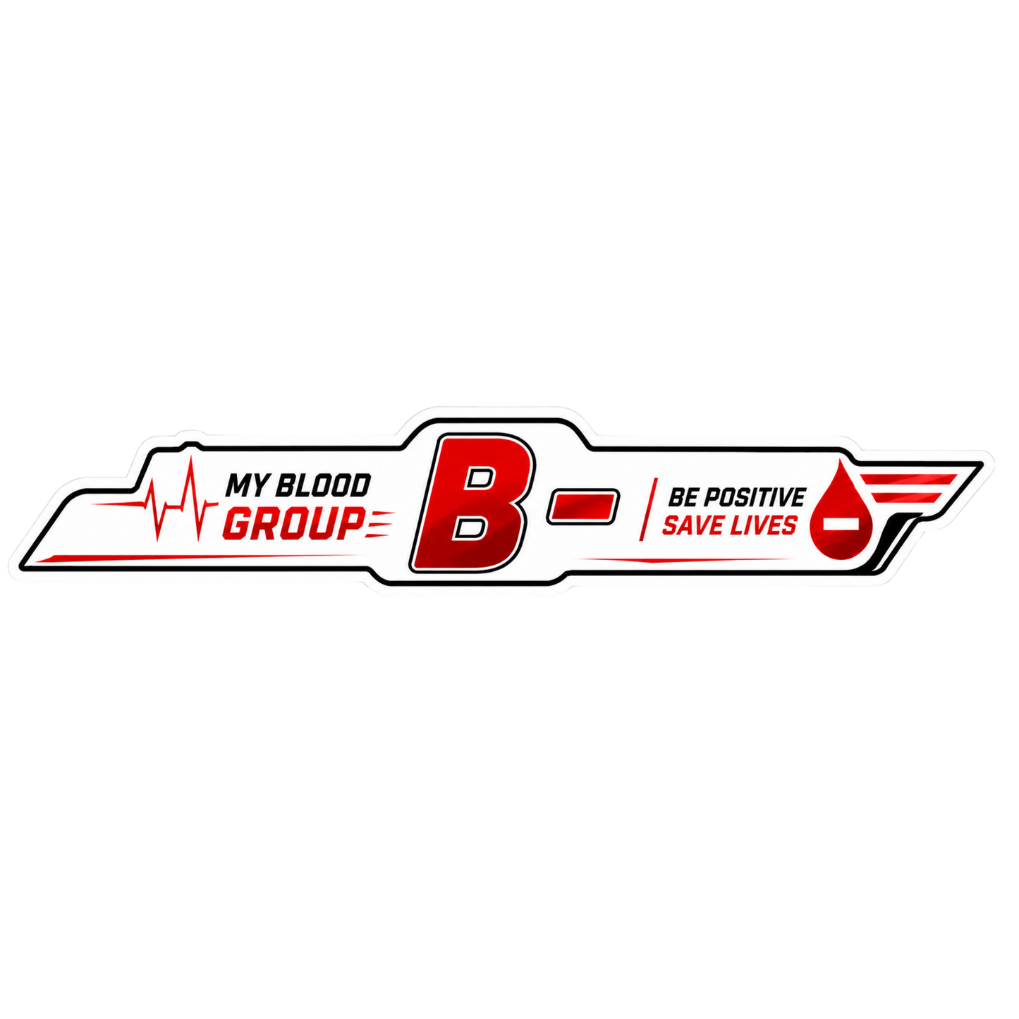 Blood Group Safety Heartbeat Strip Sticker | Premium Waterproof Vinyl Decal