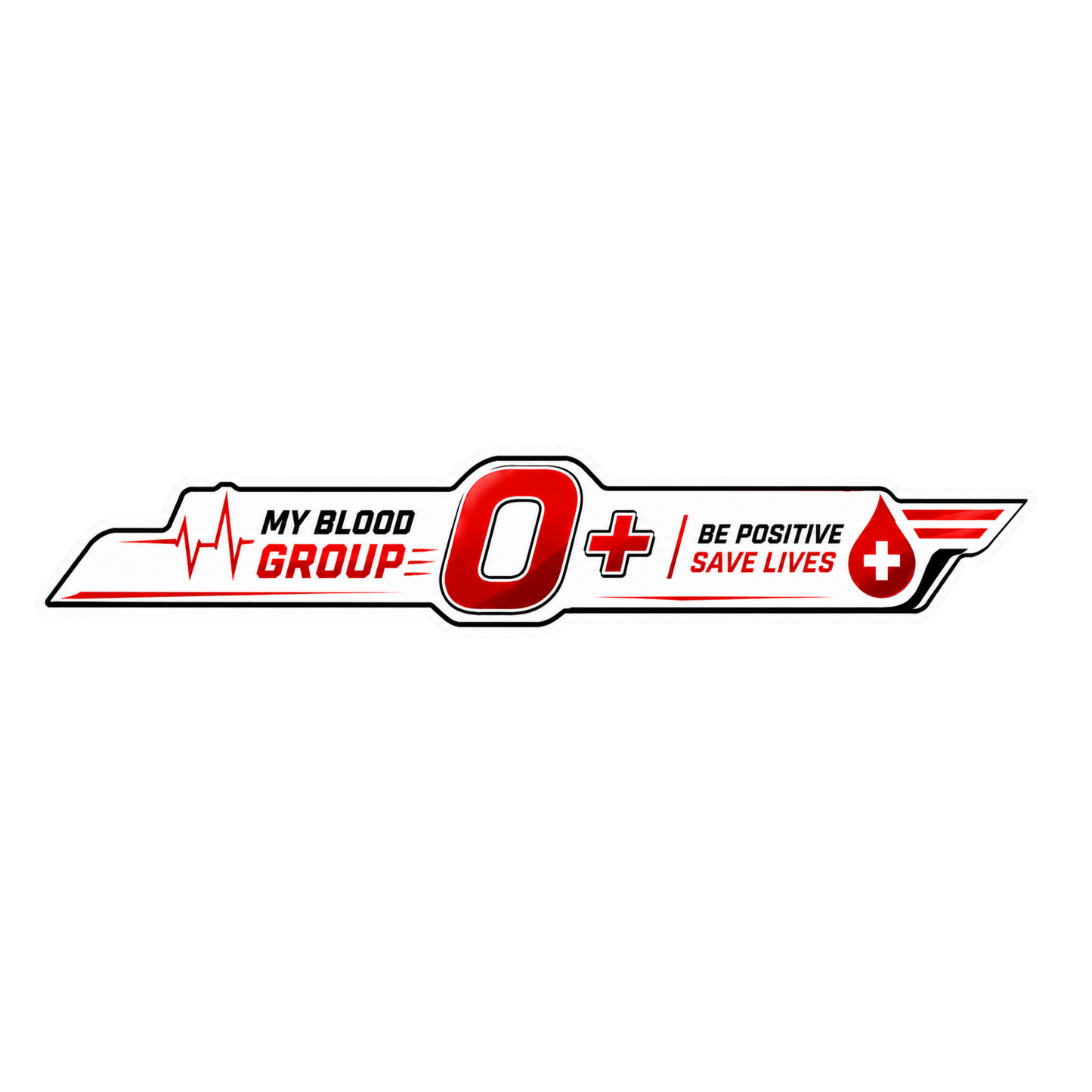 Blood Group Safety Heartbeat Strip Sticker | Premium Waterproof Vinyl Decal