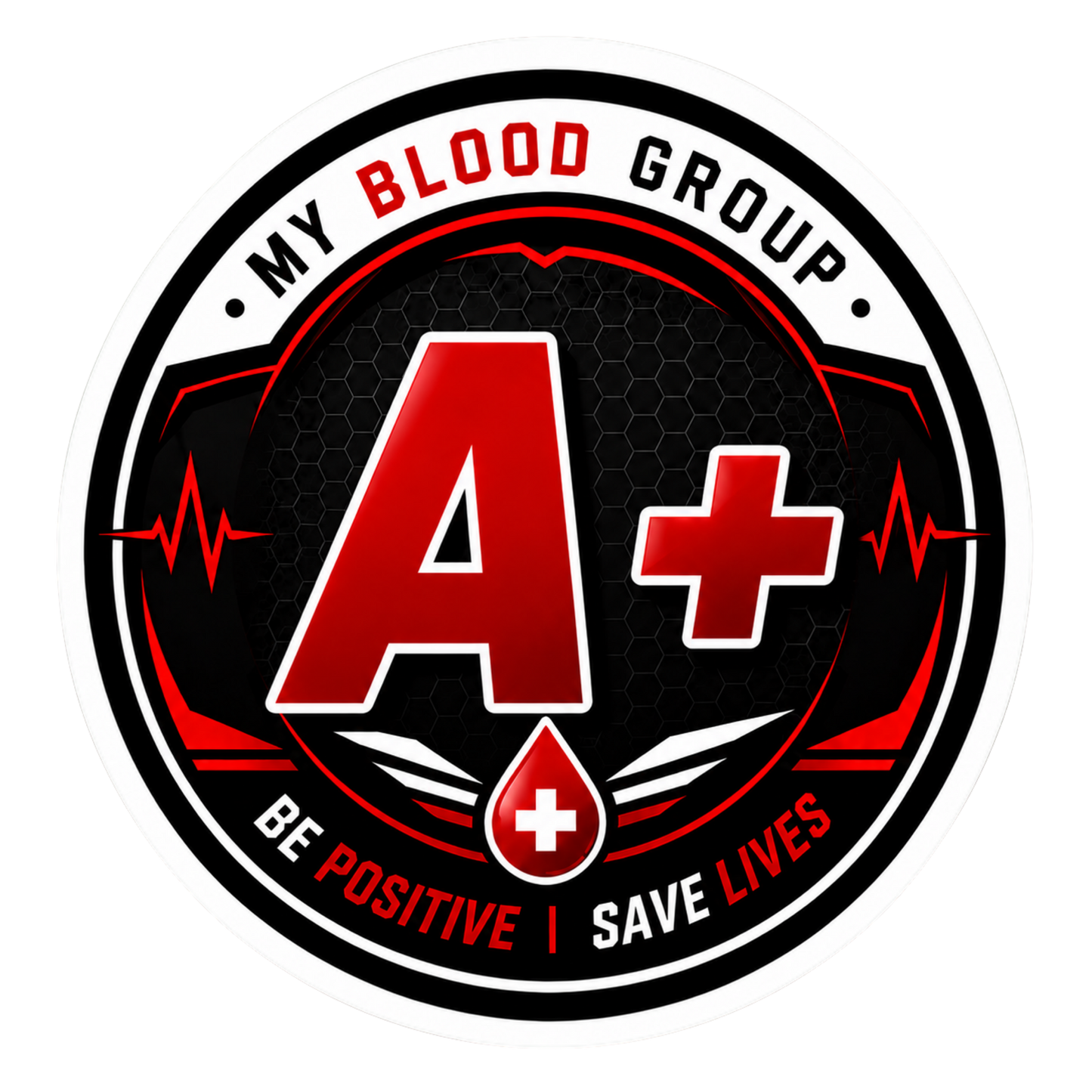 Blood Group Safety Round Badge Sticker | Premium Waterproof Vinyl Decal