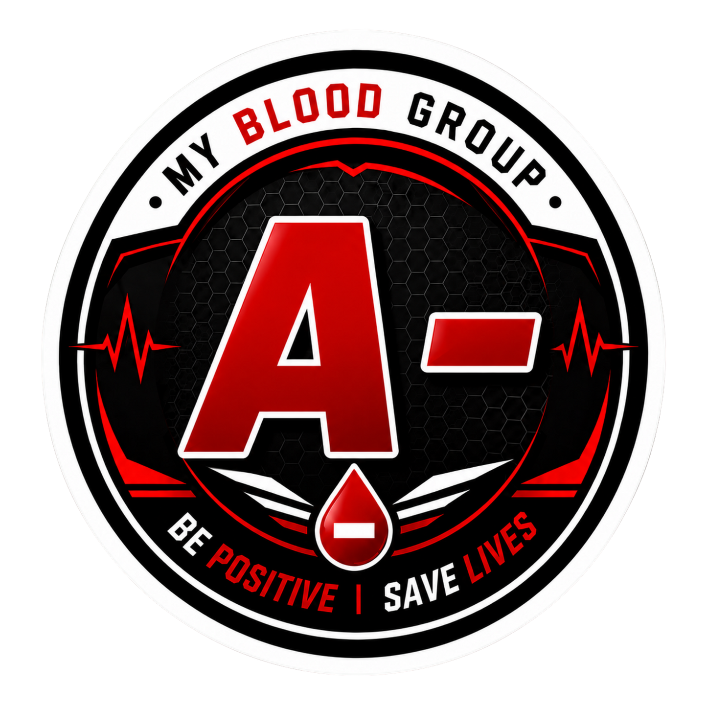 Blood Group Safety Round Badge Sticker | Premium Waterproof Vinyl Decal