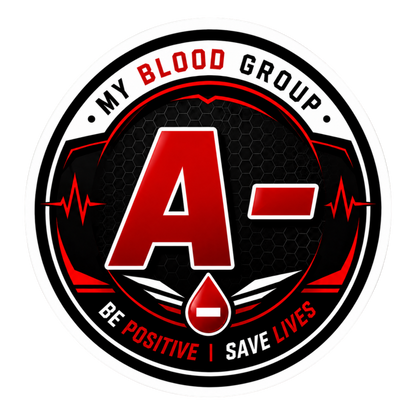 Blood Group Safety Round Badge Sticker | Premium Waterproof Vinyl Decal
