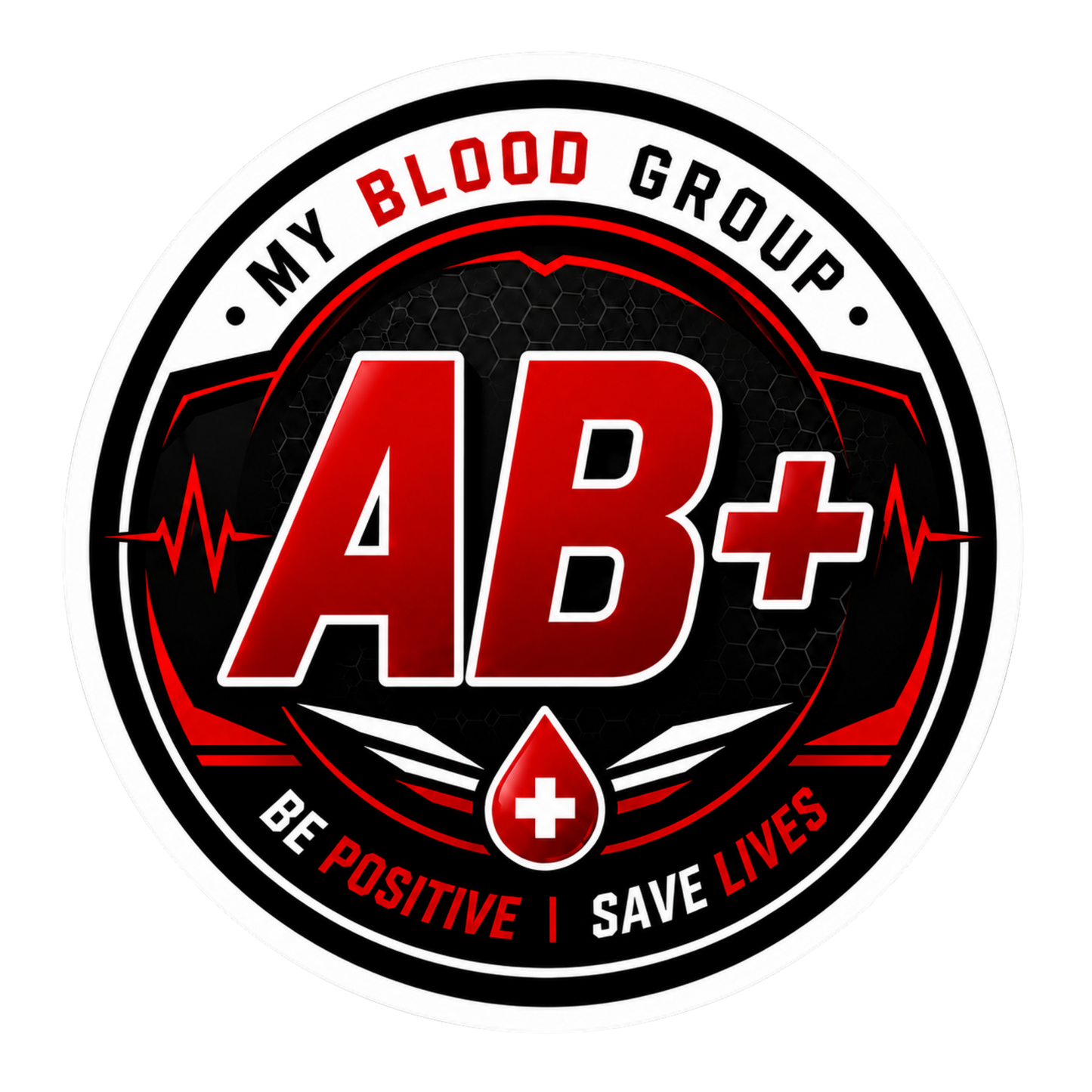 Blood Group Safety Round Badge Sticker | Premium Waterproof Vinyl Decal