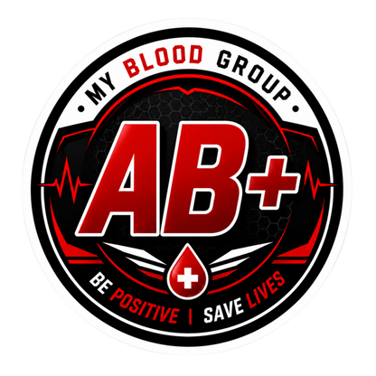 Blood Group Safety Round Badge Sticker | Premium Waterproof Vinyl Decal