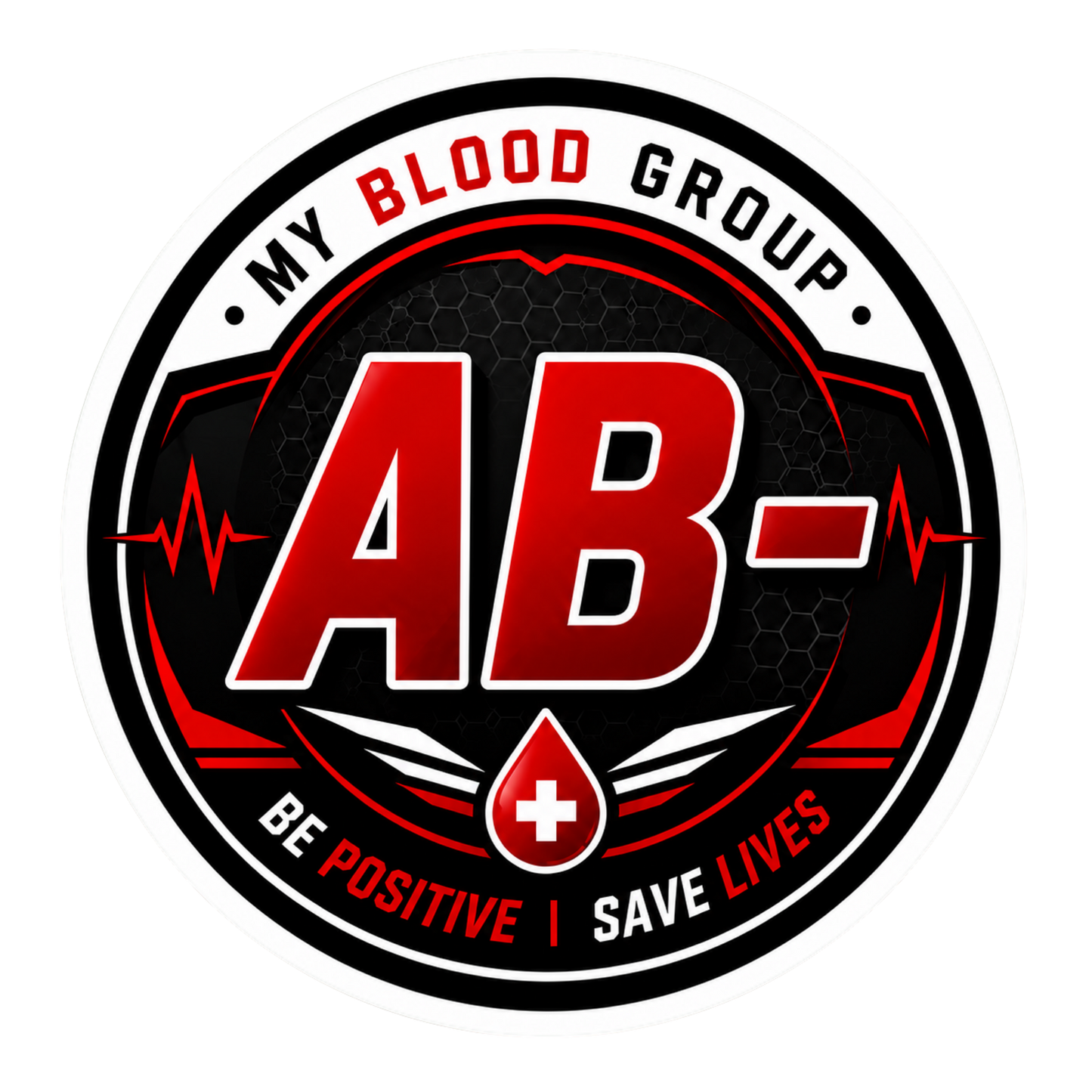 Blood Group Safety Round Badge Sticker | Premium Waterproof Vinyl Decal