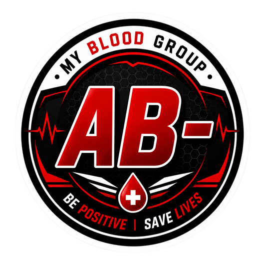 Blood Group Safety Round Badge Sticker | Premium Waterproof Vinyl Decal