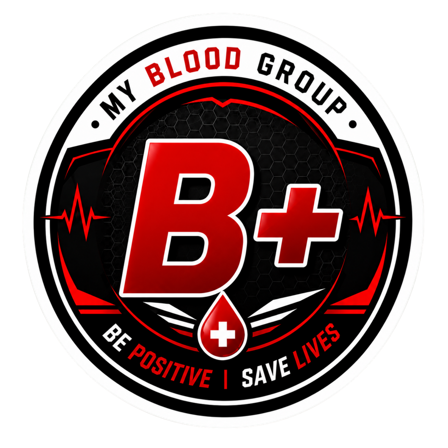 Blood Group Safety Round Badge Sticker | Premium Waterproof Vinyl Decal