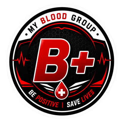 Blood Group Safety Round Badge Sticker | Premium Waterproof Vinyl Decal