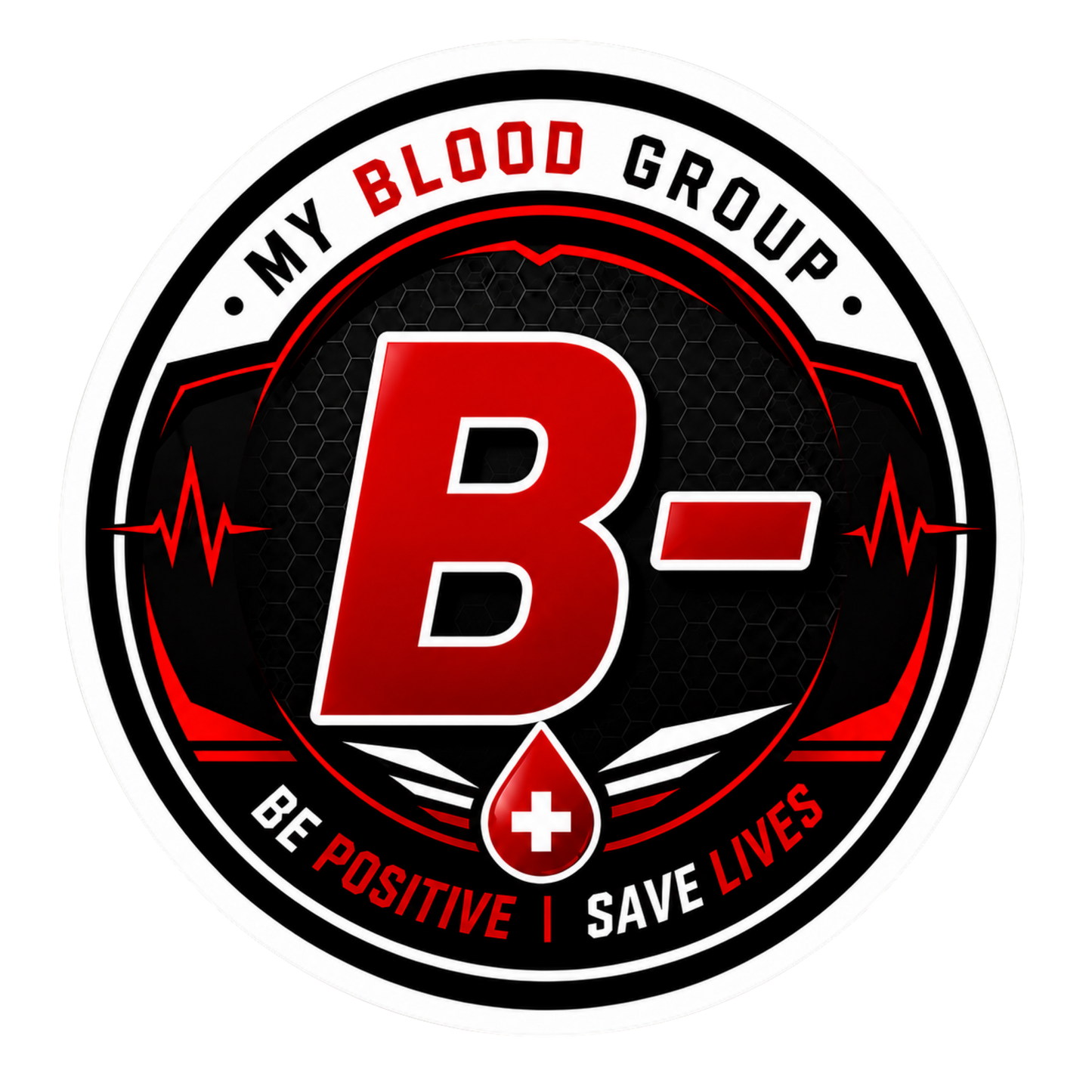 Blood Group Safety Round Badge Sticker | Premium Waterproof Vinyl Decal