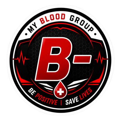 Blood Group Safety Round Badge Sticker | Premium Waterproof Vinyl Decal