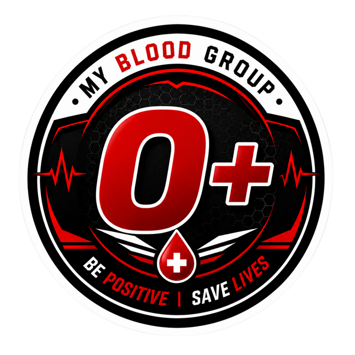 Blood Group Safety Round Badge Sticker | Premium Waterproof Vinyl Decal