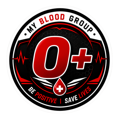 Blood Group Safety Round Badge Sticker | Premium Waterproof Vinyl Decal