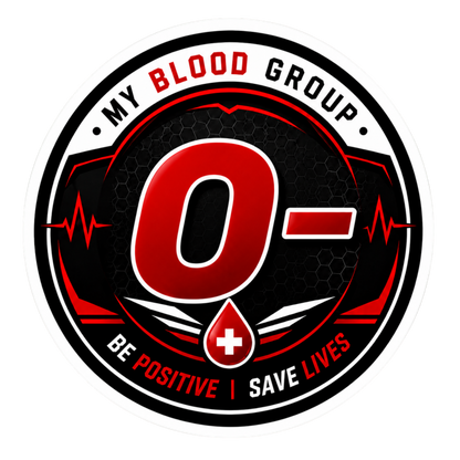 Blood Group Safety Round Badge Sticker | Premium Waterproof Vinyl Decal
