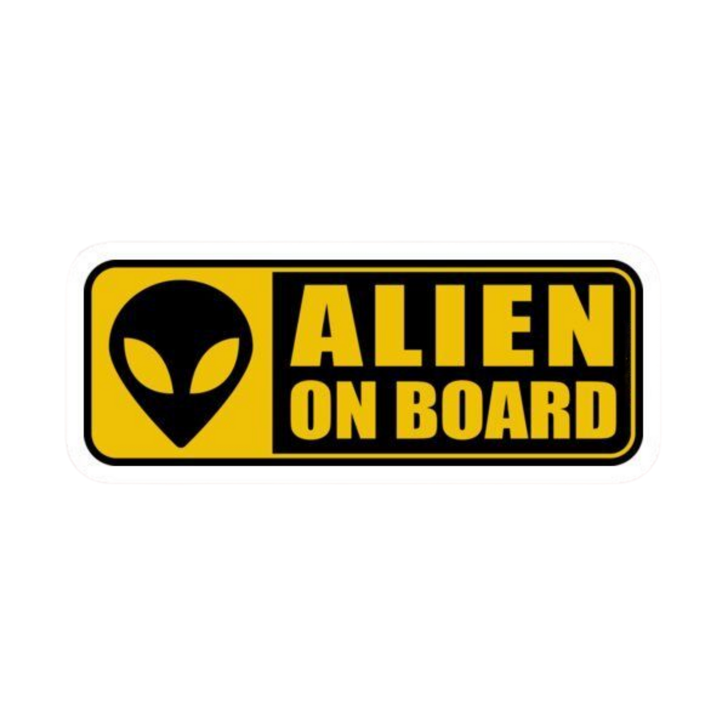 Alien On Board Yellow Warning Car Bumper Vinyl Sticker | Moto Sticker BD
