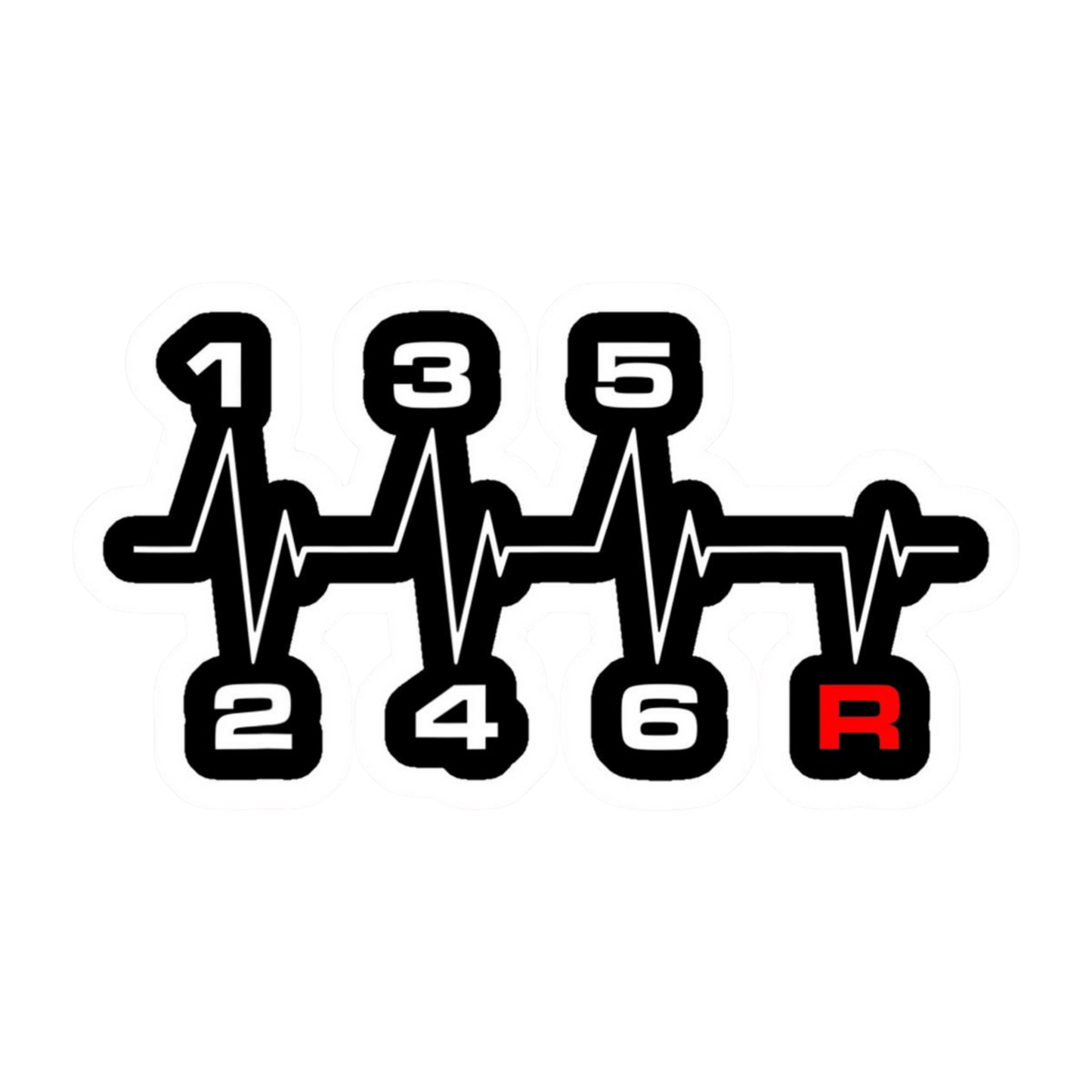 6-Speed Gear Heartbeat Vinyl Sticker | Moto Sticker BD