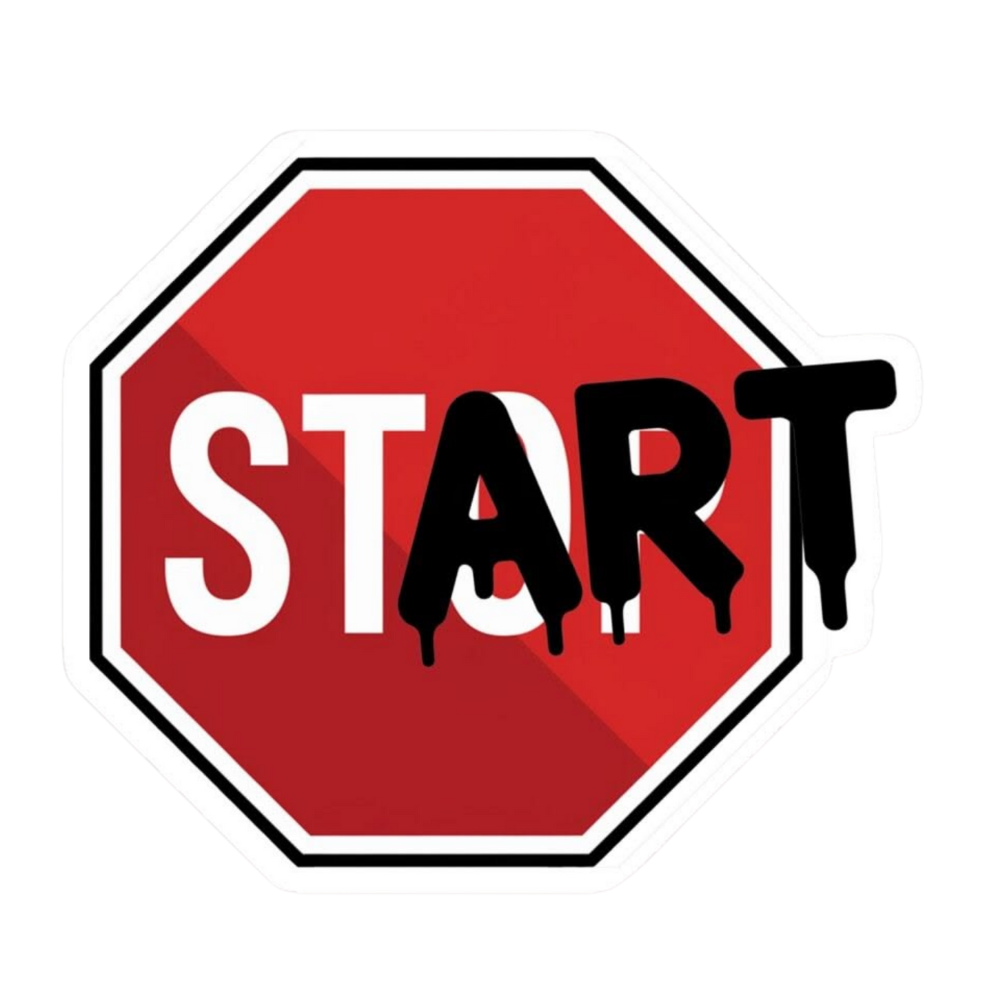 Stop Sign Dripping Start Vinyl Sticker | Moto Sticker BD