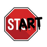 Stop Sign Dripping Start Vinyl Sticker | Moto Sticker BD
