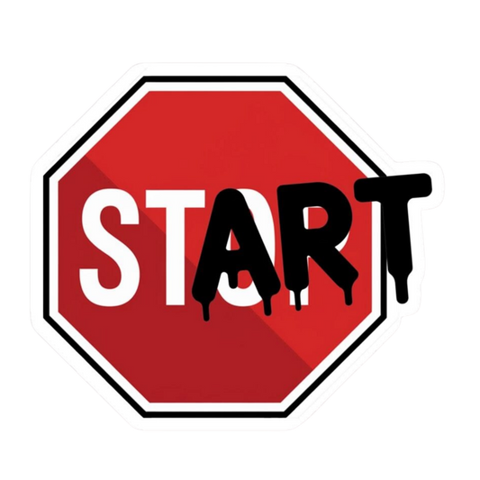 Stop Sign Dripping Start Vinyl Sticker | Moto Sticker BD