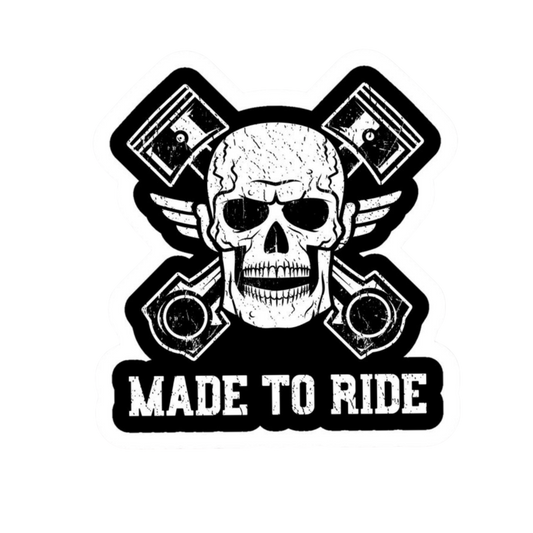 Skull Pistons Made To Ride Vinyl Sticker | Moto Sticker BD