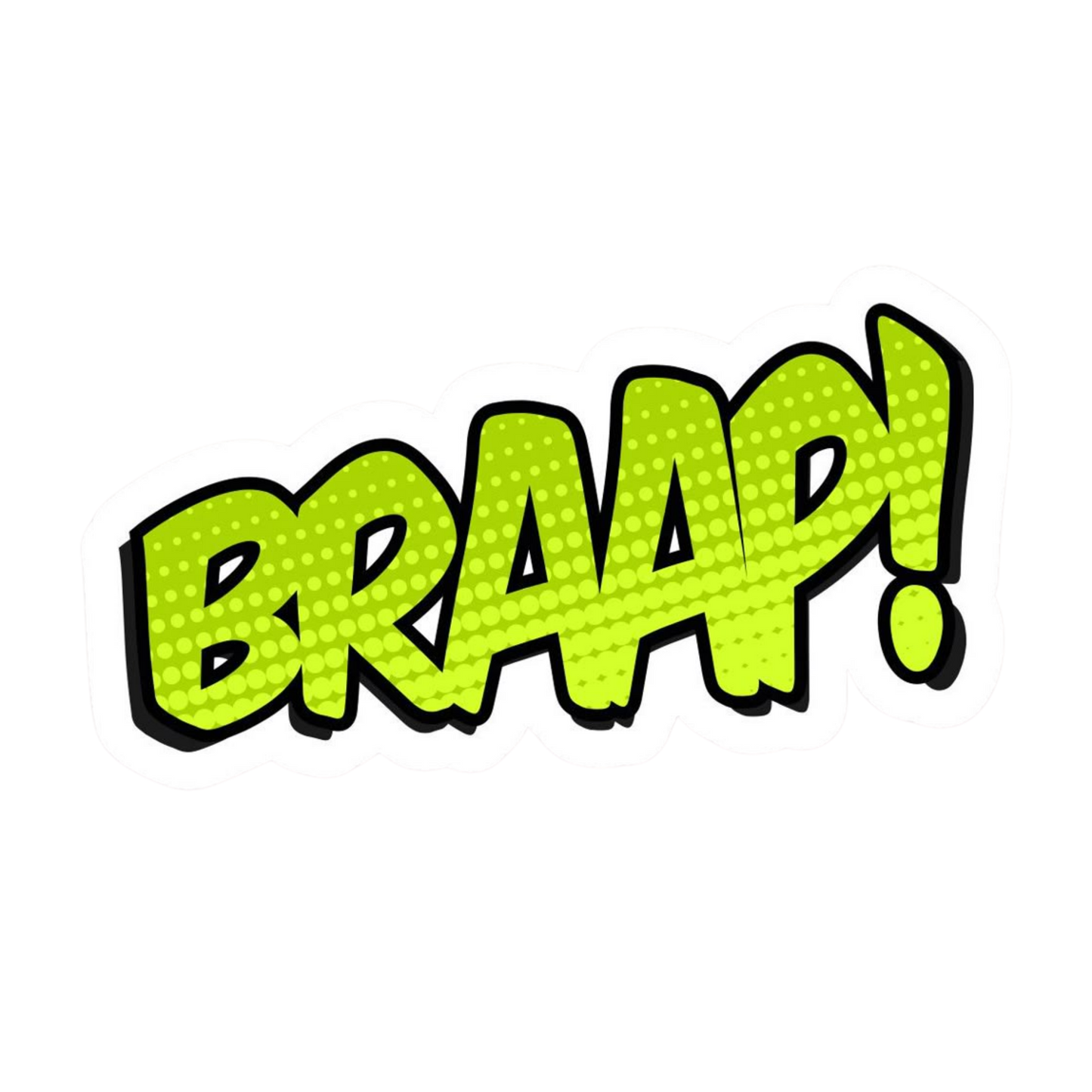 Green BRAAP! Comic Style Vinyl Sticker | Moto Sticker BD