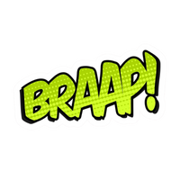 Green BRAAP! Comic Style Vinyl Sticker | Moto Sticker BD
