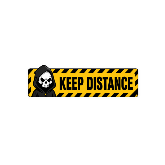 Keep Distance Grim Reaper Warning Car Bumper Vinyl Sticker | Moto Sticker BD