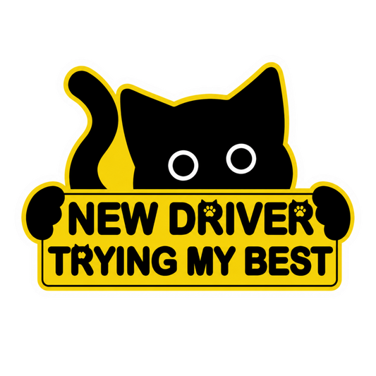 New Driver Trying My Best – Funny Car Bumper Vinyl Sticker | Moto Sticker BD