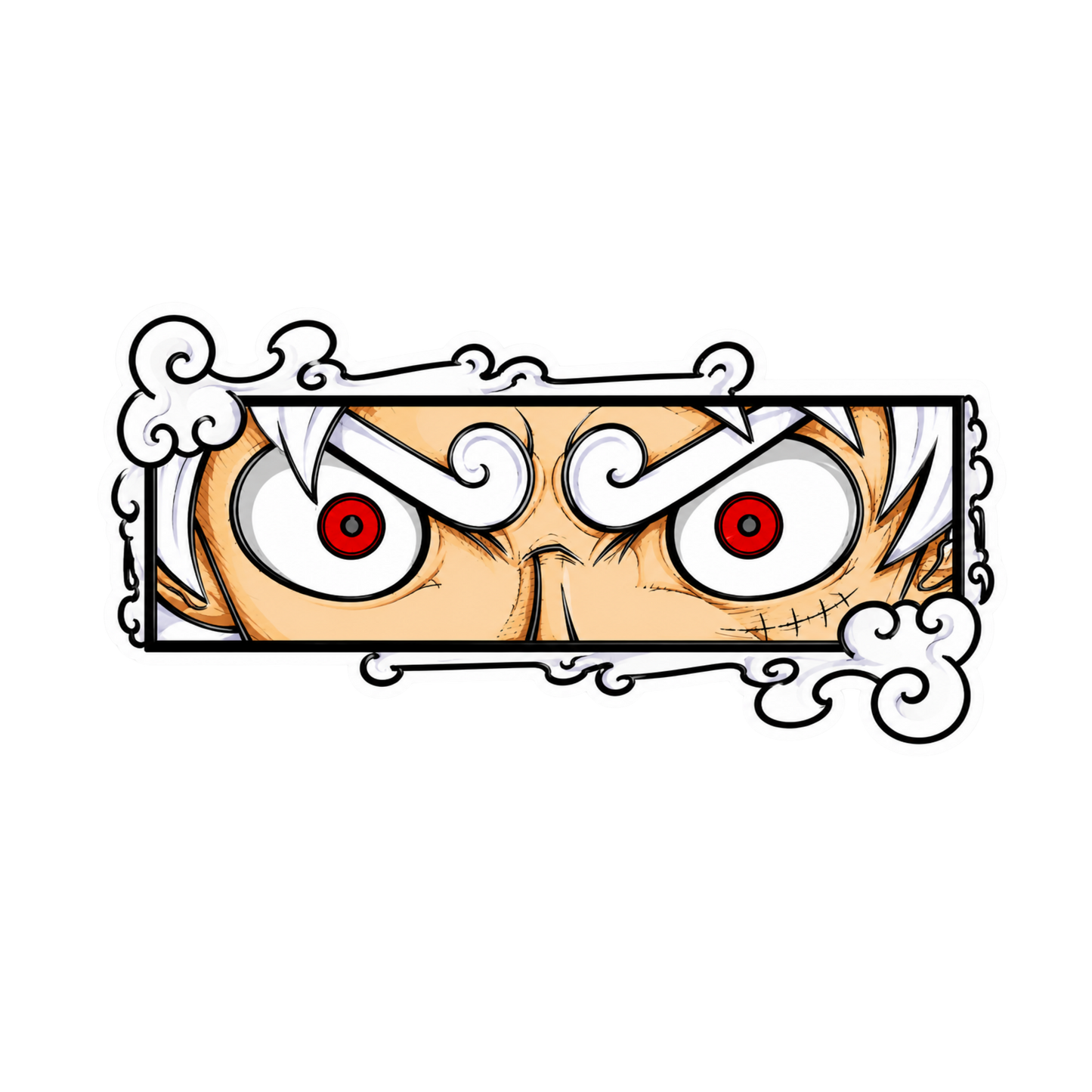 Luffy Gear 5 Anime Eyes Graphic Car Bumper Vinyl Sticker | Moto Sticker BD