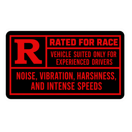 Rated For Race Movie Style Warning Car Bumper Vinyl Sticker | Moto Sticker BD
