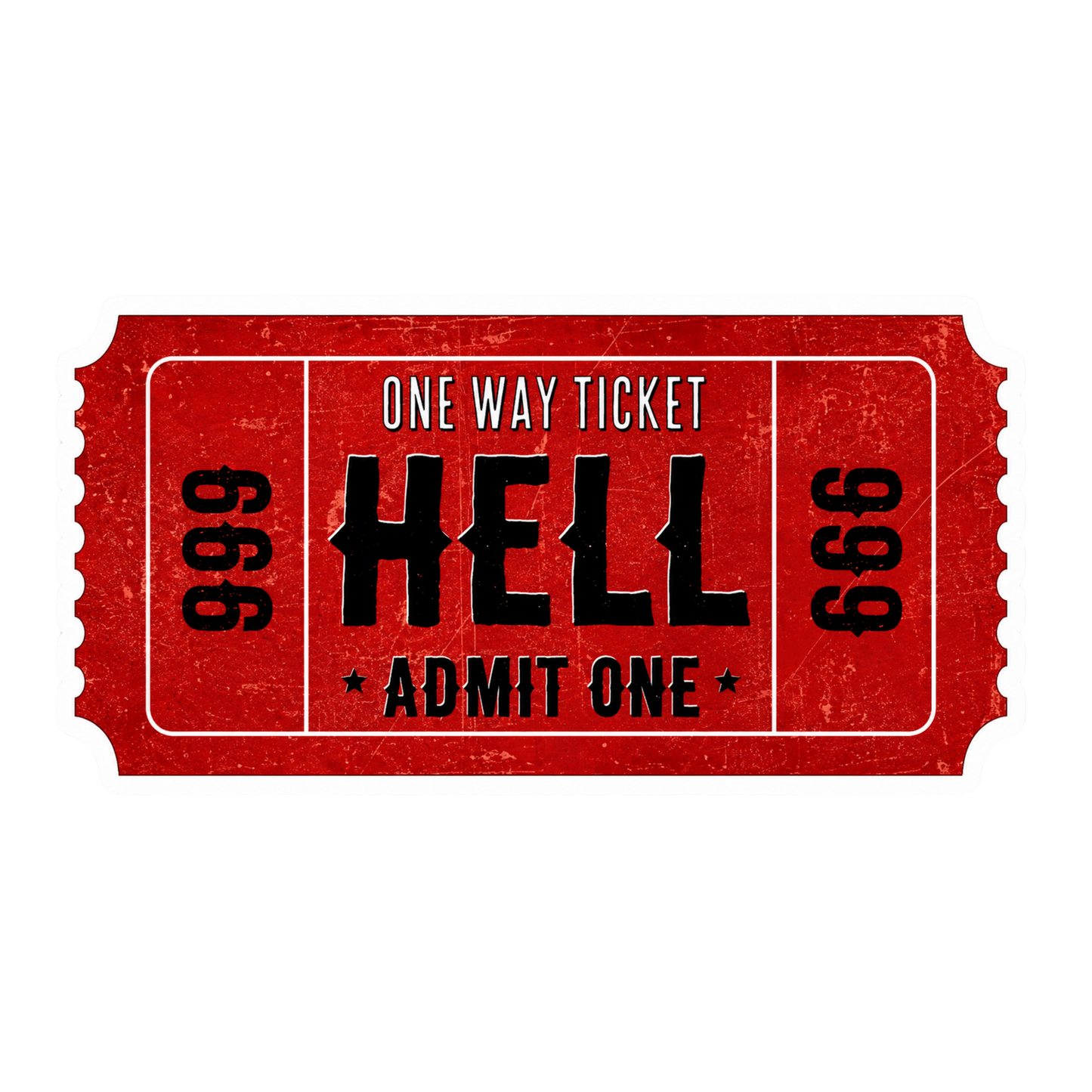 One Way Ticket To Hell Vintage Red Graphic Car Bumper Vinyl Sticker | Moto Sticker BD