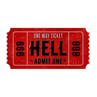 One Way Ticket To Hell Vintage Red Graphic Car Bumper Vinyl Sticker | Moto Sticker BD