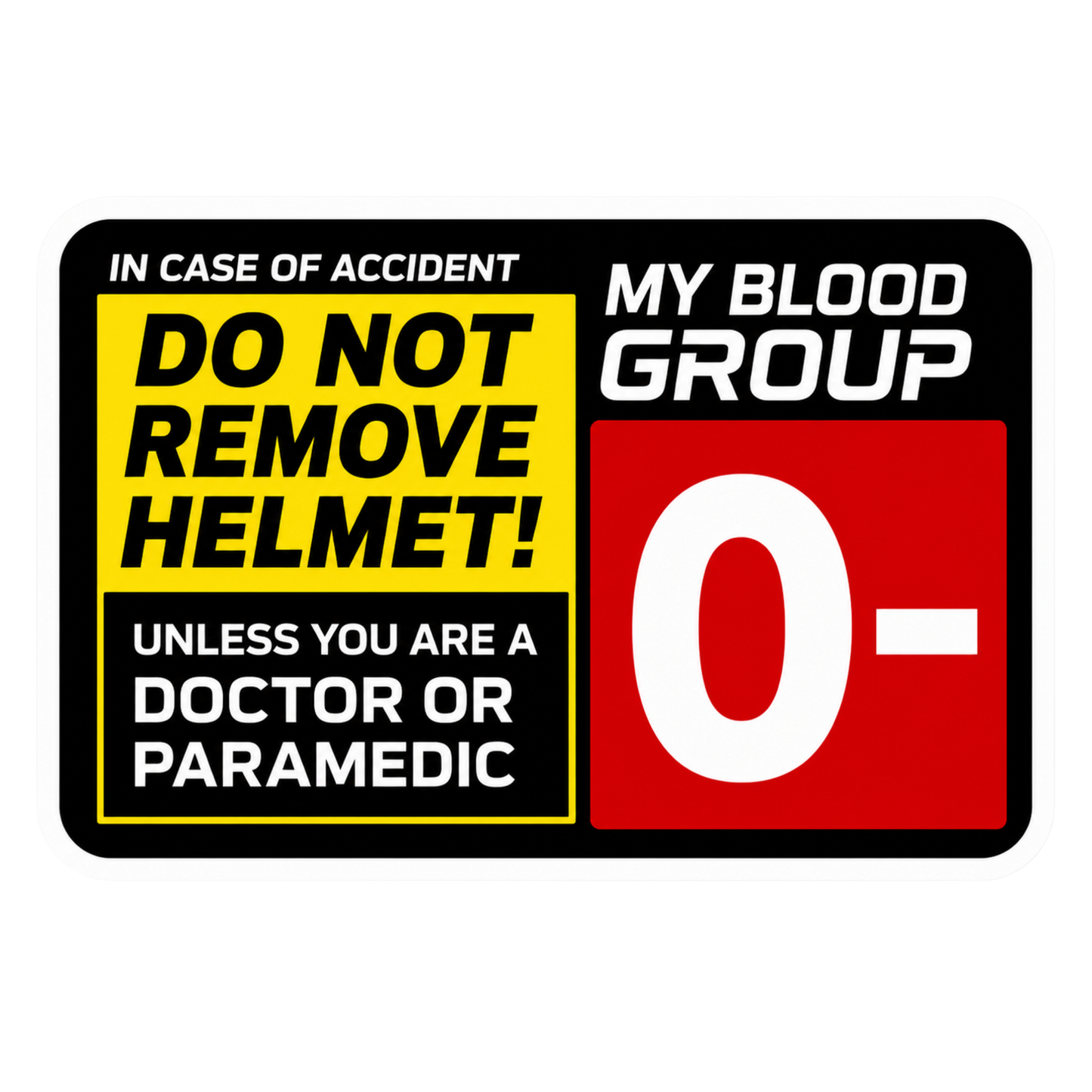 Emergency Helmet Safety Sticker | Waterproof Vinyl Decal