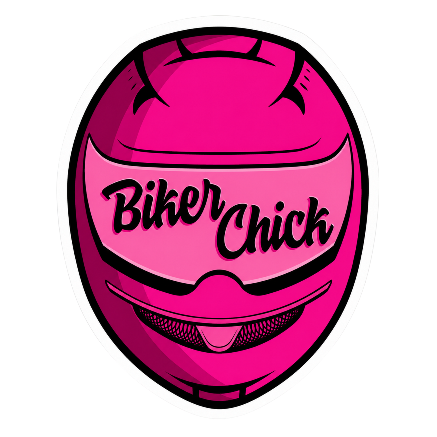 Biker Chick Pink Helmet Lady Biker Vinyl Sticker | Moto Sticker BD