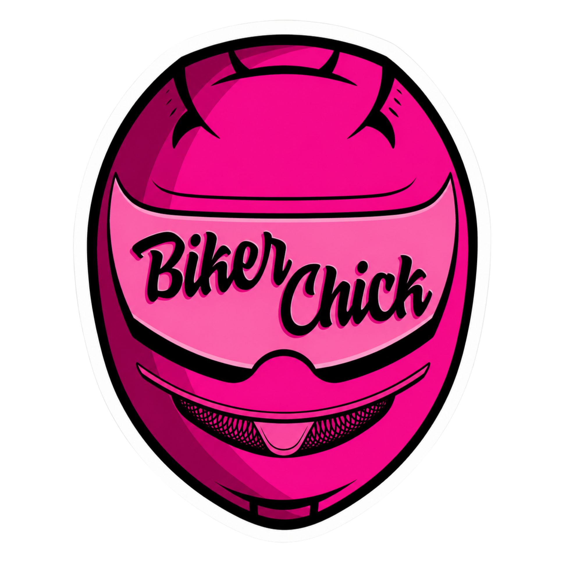 Biker Chick Pink Helmet Lady Biker Vinyl Sticker | Moto Sticker BD