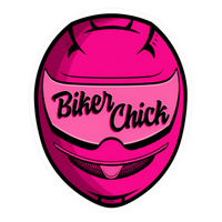 Biker Chick Pink Helmet Lady Biker Vinyl Sticker | Moto Sticker BD