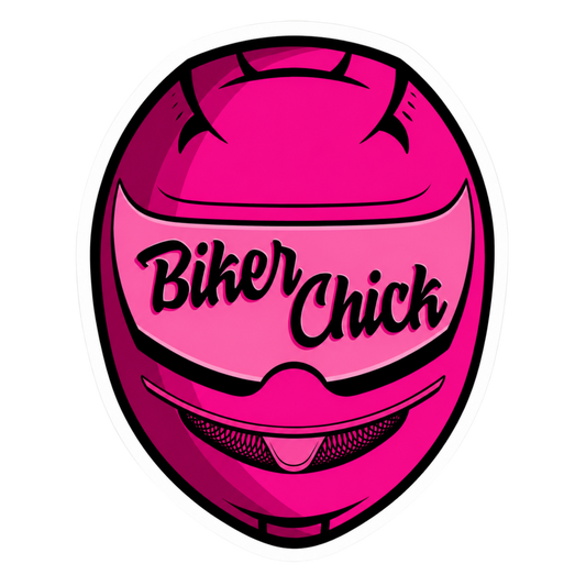 Biker Chick Pink Helmet Lady Biker Vinyl Sticker | Moto Sticker BD